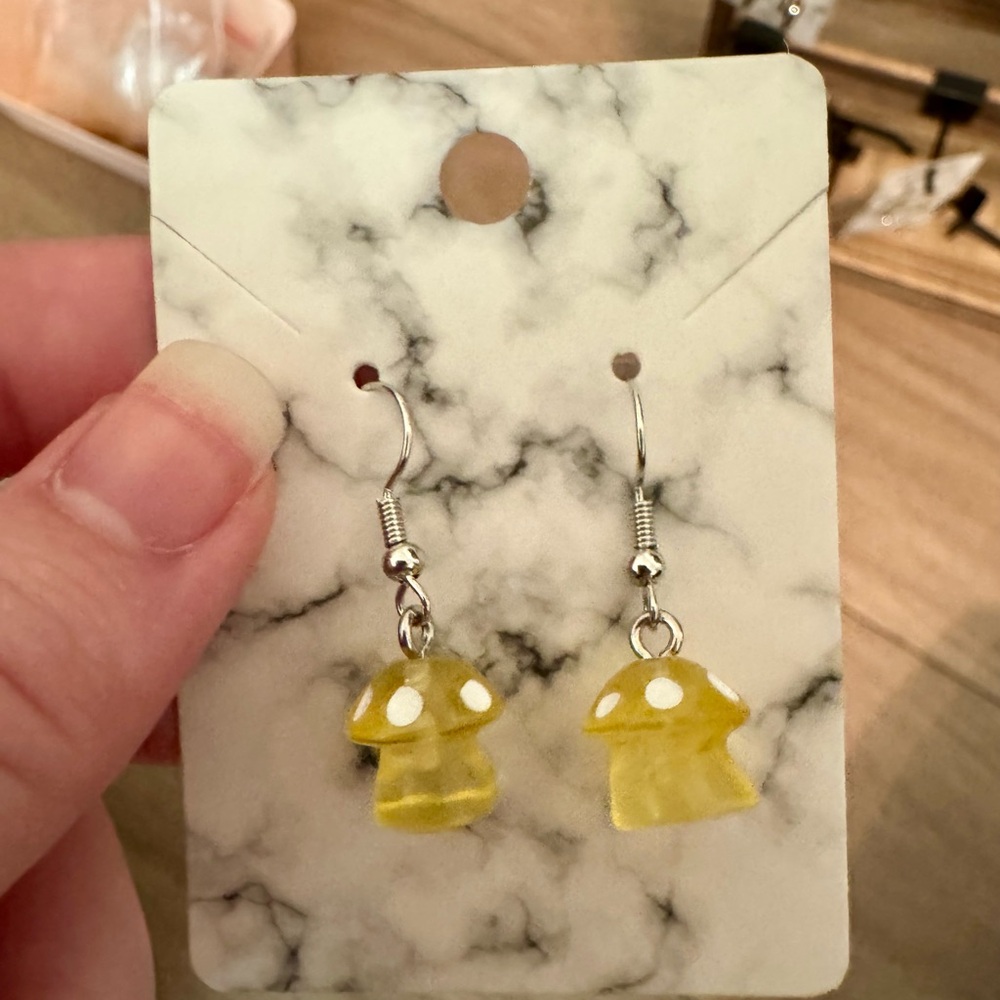 Yellow Mushroom Earrings